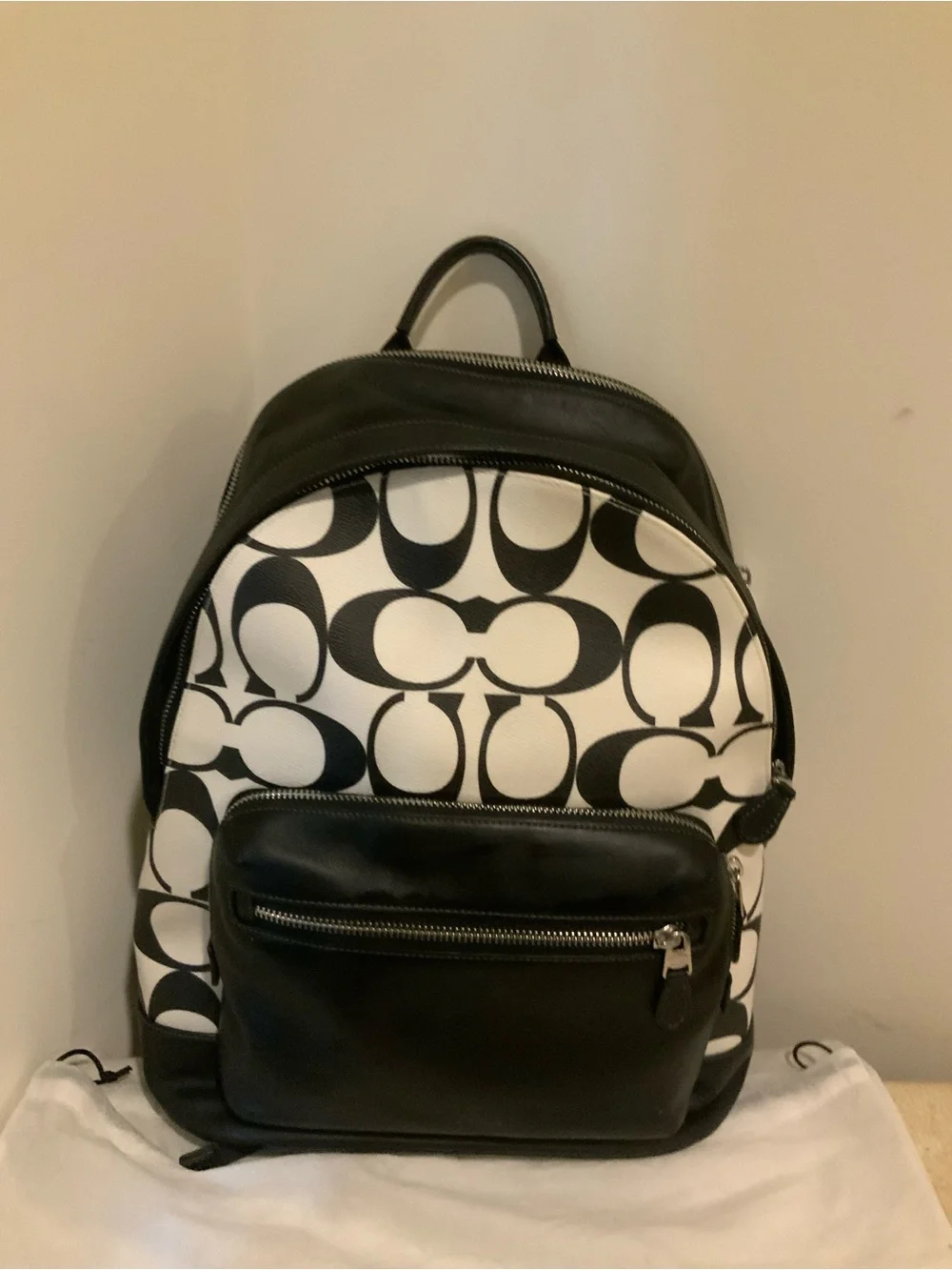 Coach Signature Black and White Backpack bundle